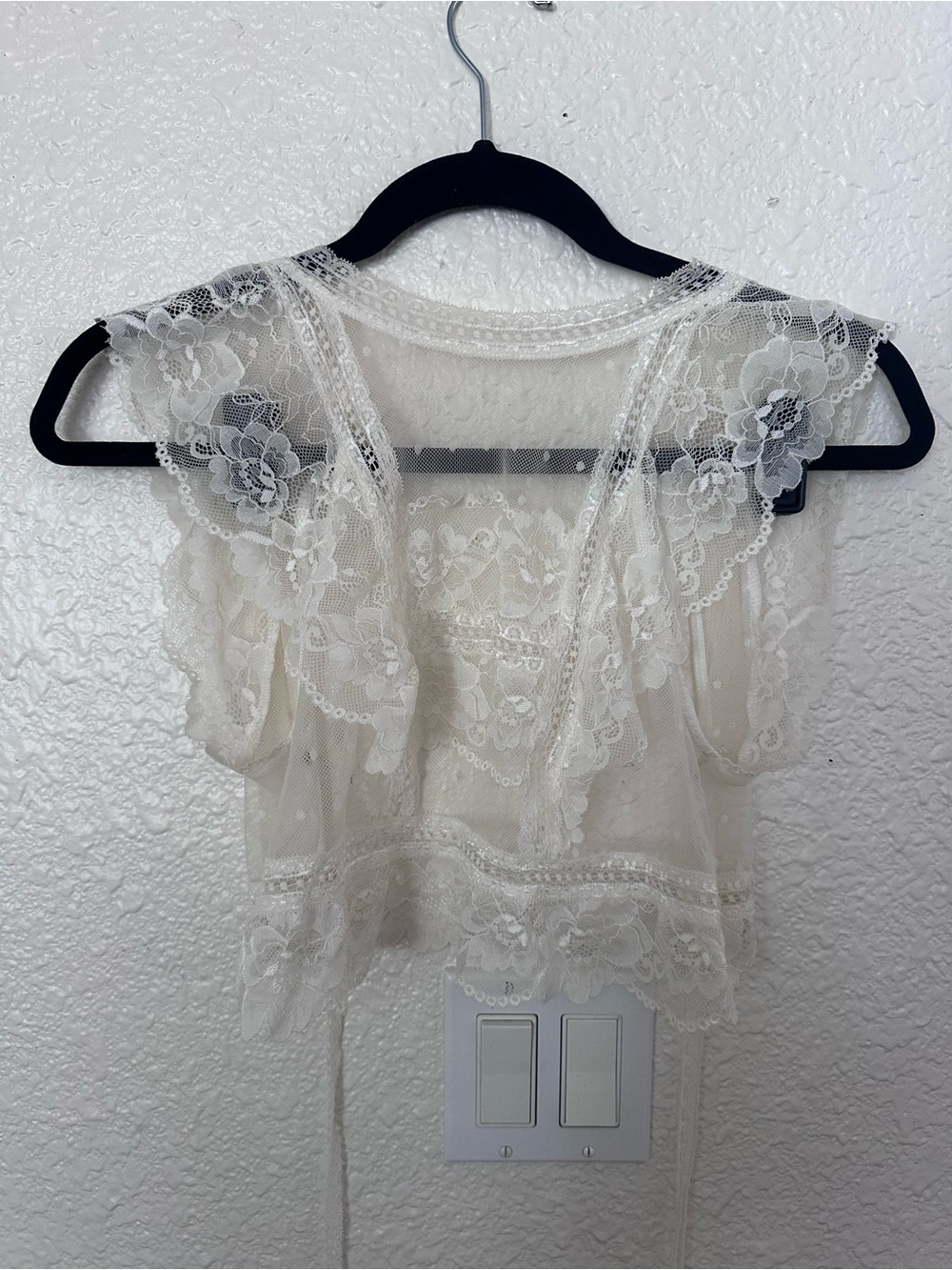 Delicate Ivory Lace Flutter Sleeve Top